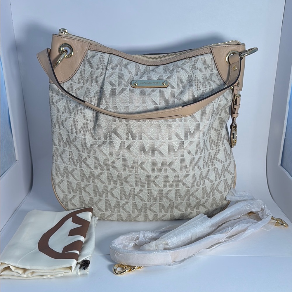 Michael Kors Beige Monogram Shoulder Bag